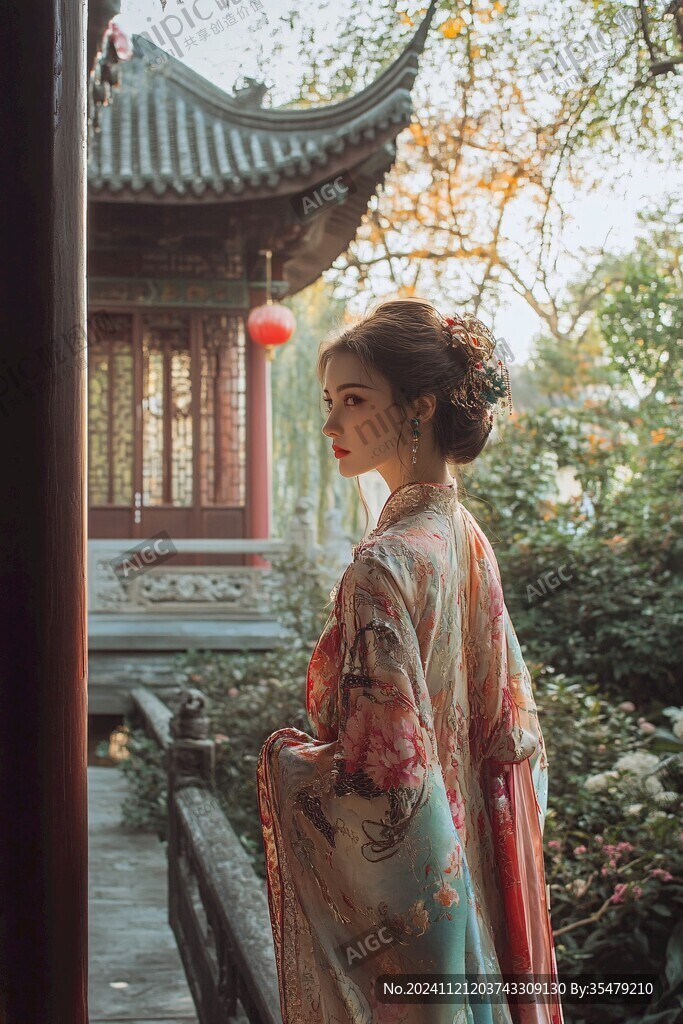 亭台楼阁女