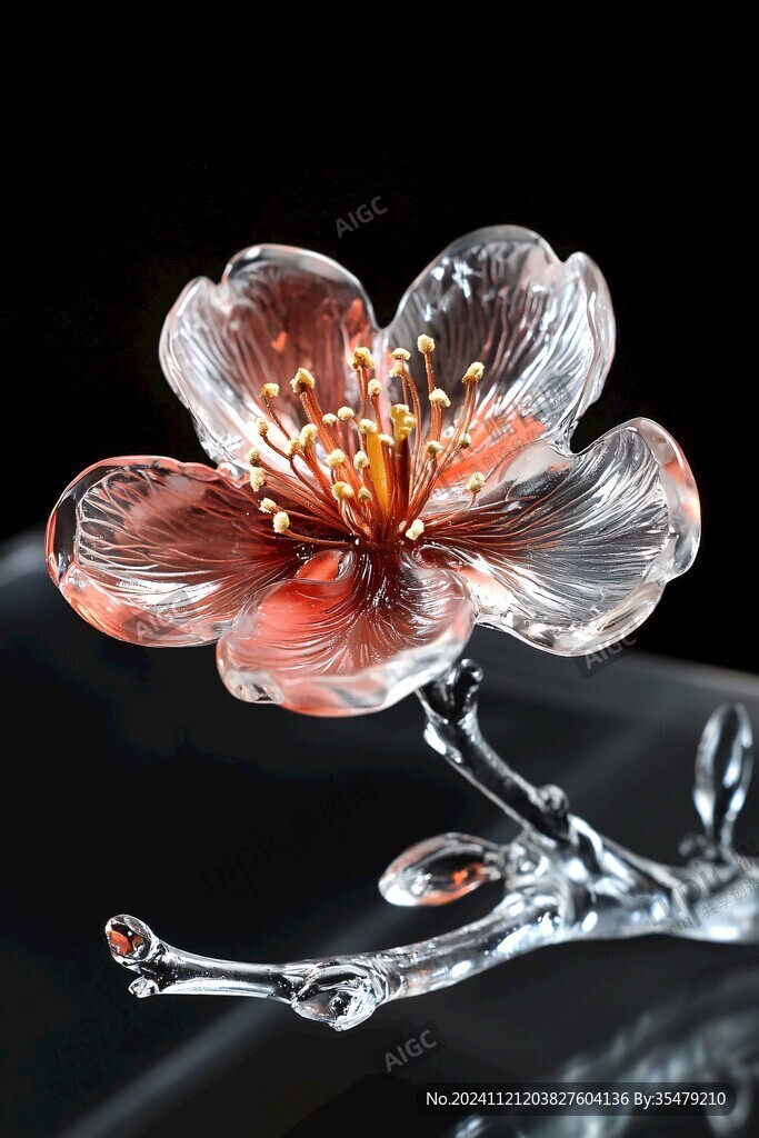 黑背景桃花特写