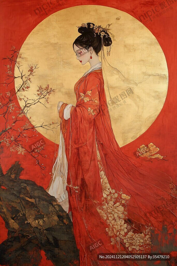 红衣少女设计古风