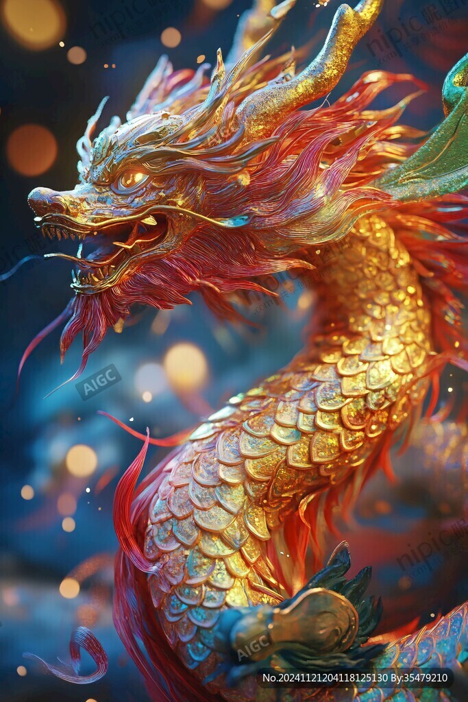 龙年烫金插画