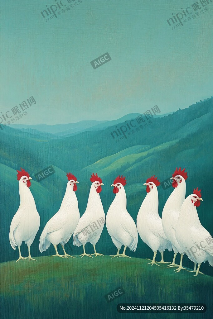 高山散养鸡插画