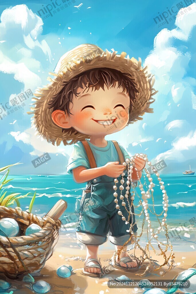 赶海插画