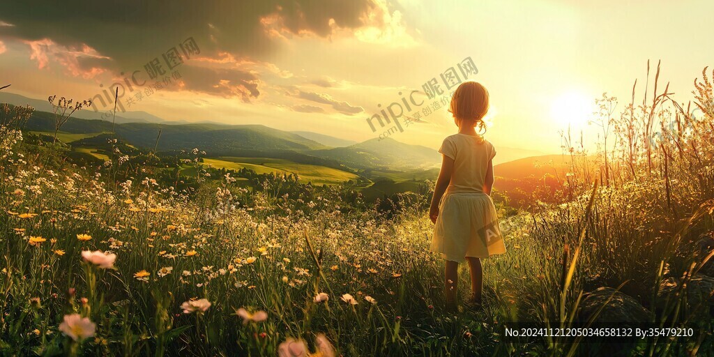 怡然自得的小女孩壁纸