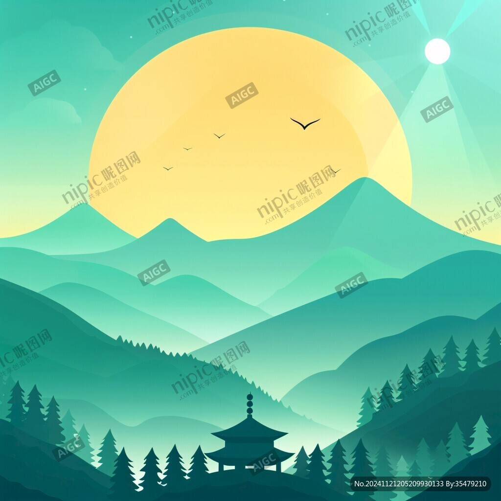 扁平风景插画