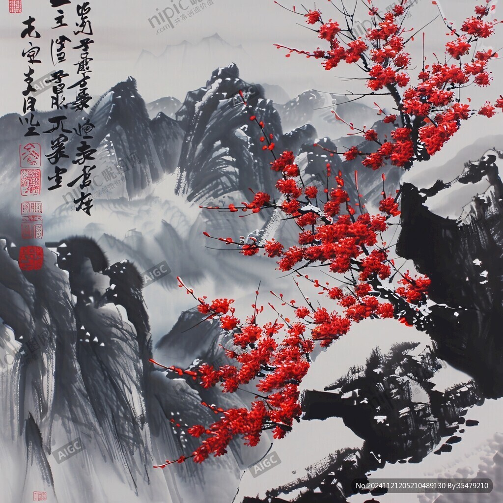中堂唯美梅花画