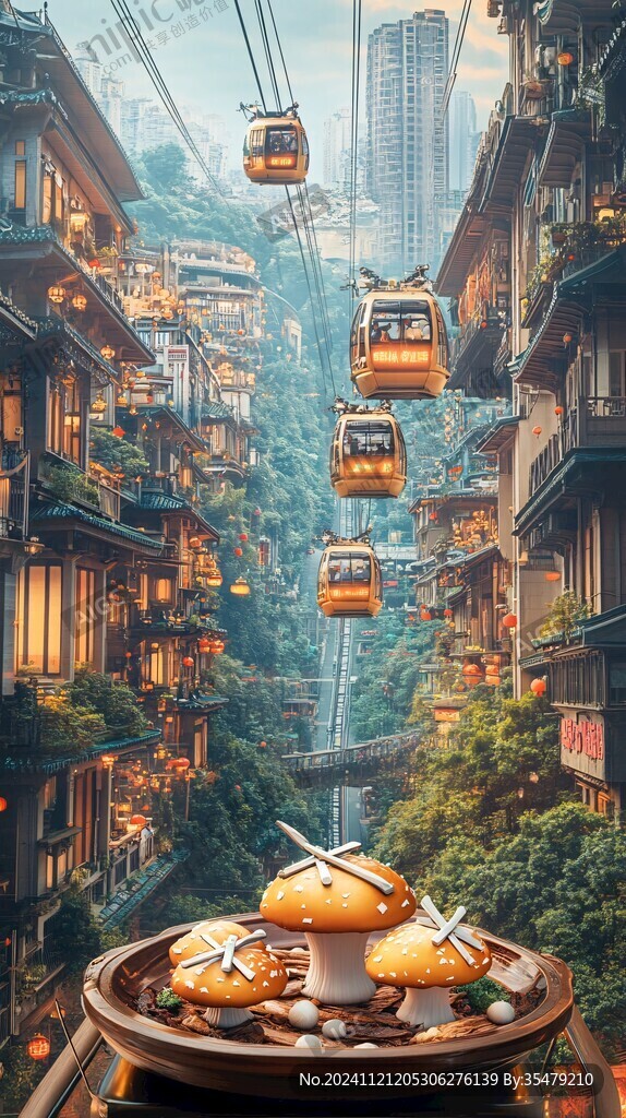 长江索道插画