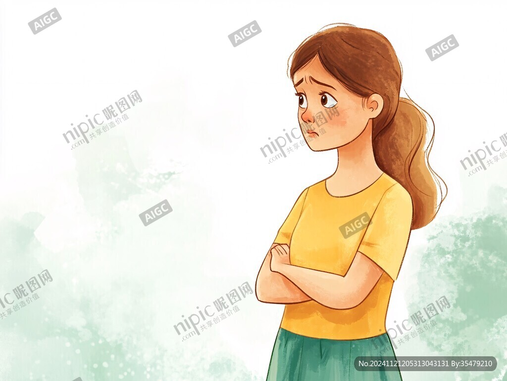 女孩生气插画