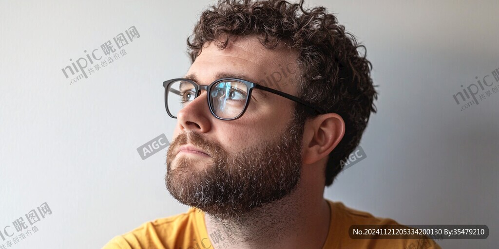 戴眼镜白人青年