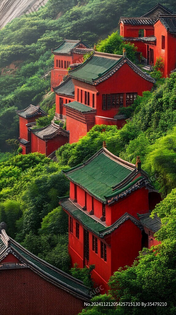 竖版新中式古建筑