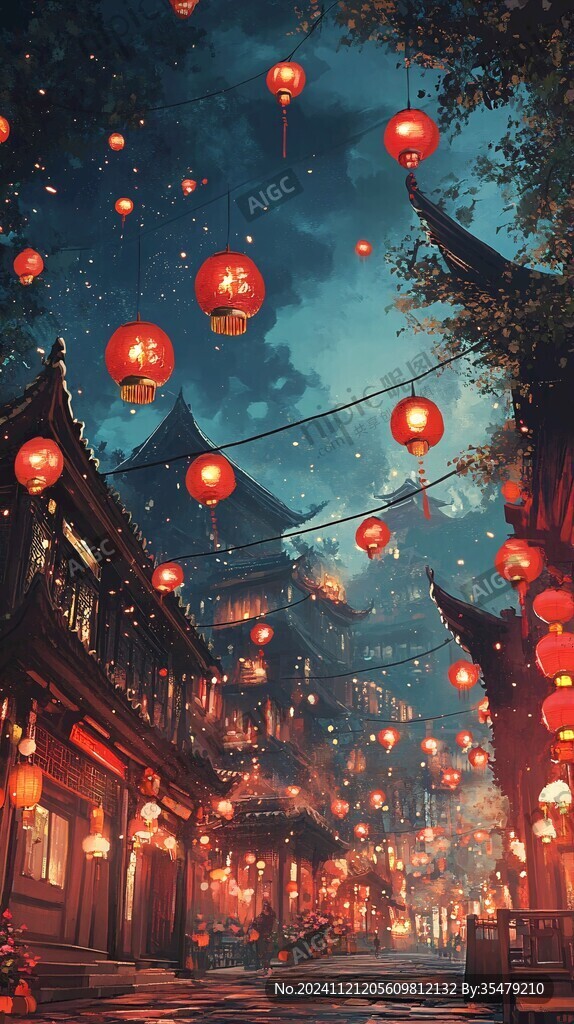 古镇玄幻夜景