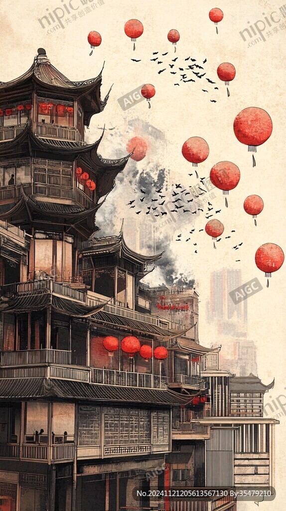 甲秀楼插画