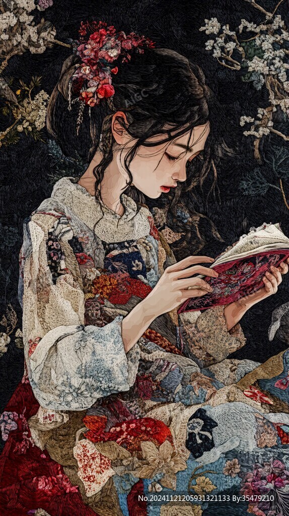 插画汉服女生