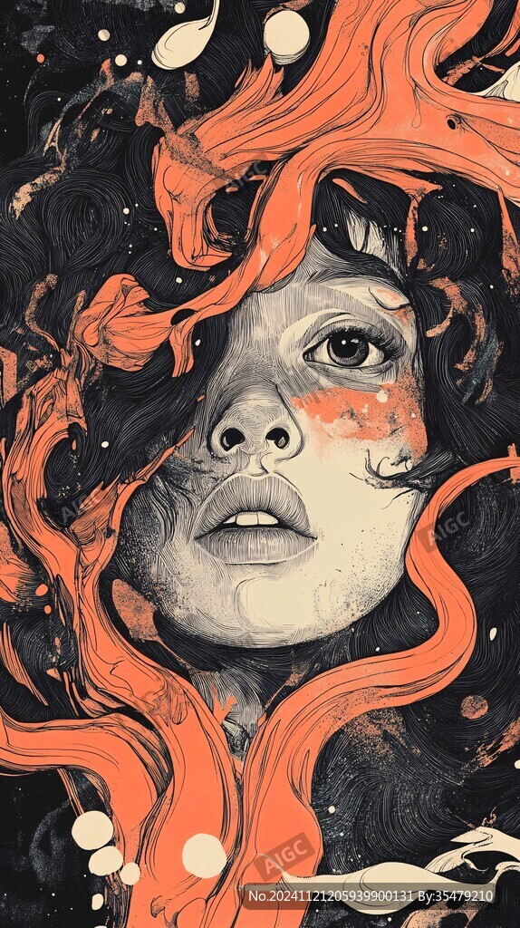 扭曲人像插画