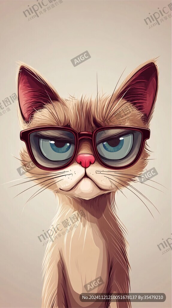 卡通猫戴眼镜的猫叔