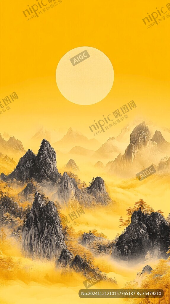 新中式金色山水