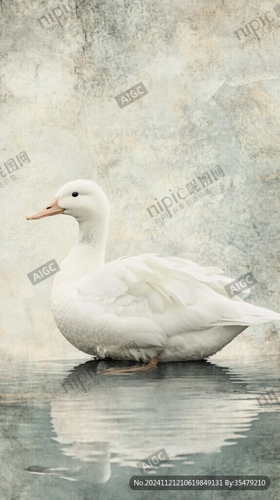 斑驳水面大白鹅