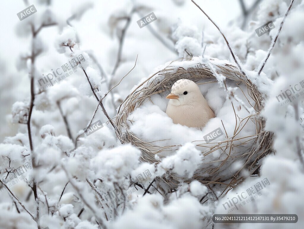 雪中鸟窝