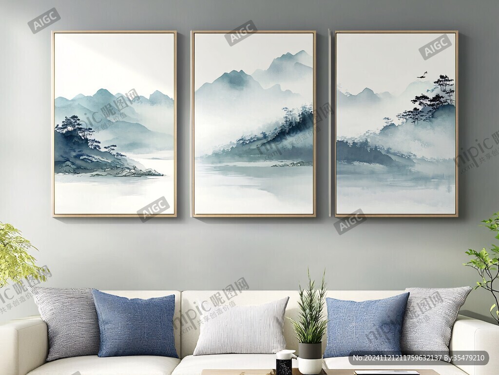轻奢水墨壁画挂画