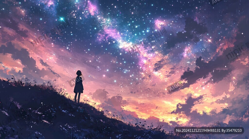 星辰大海女孩背影
