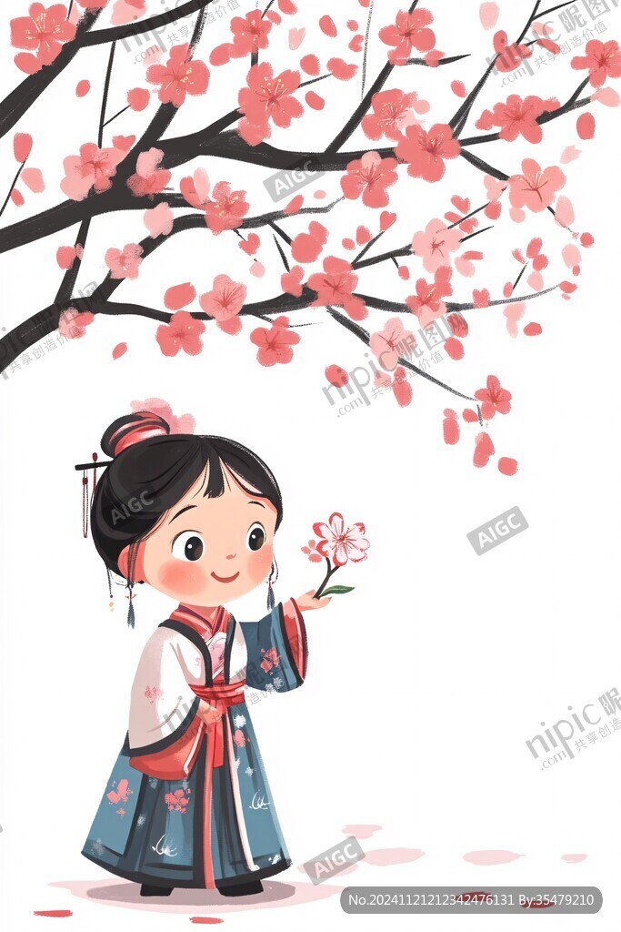 西梅卡通汉服女孩