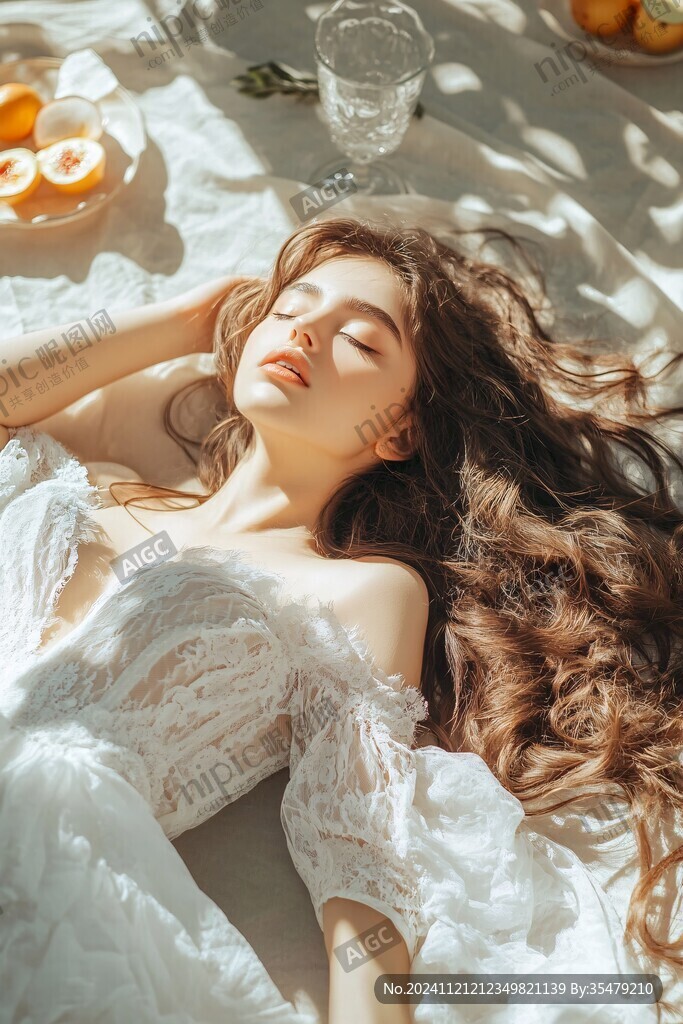 午后沐浴阳光下的美女