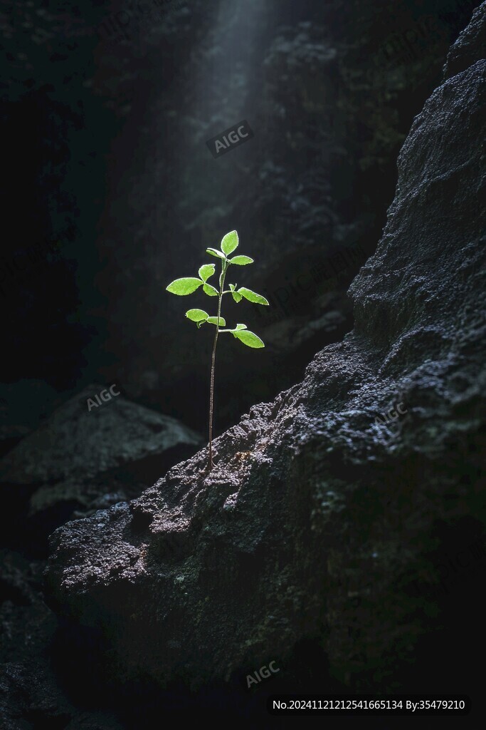 石缝中的树苗