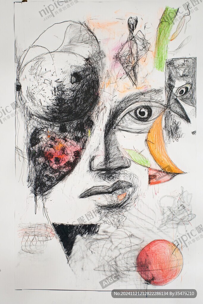 人脸色块拼接装饰画