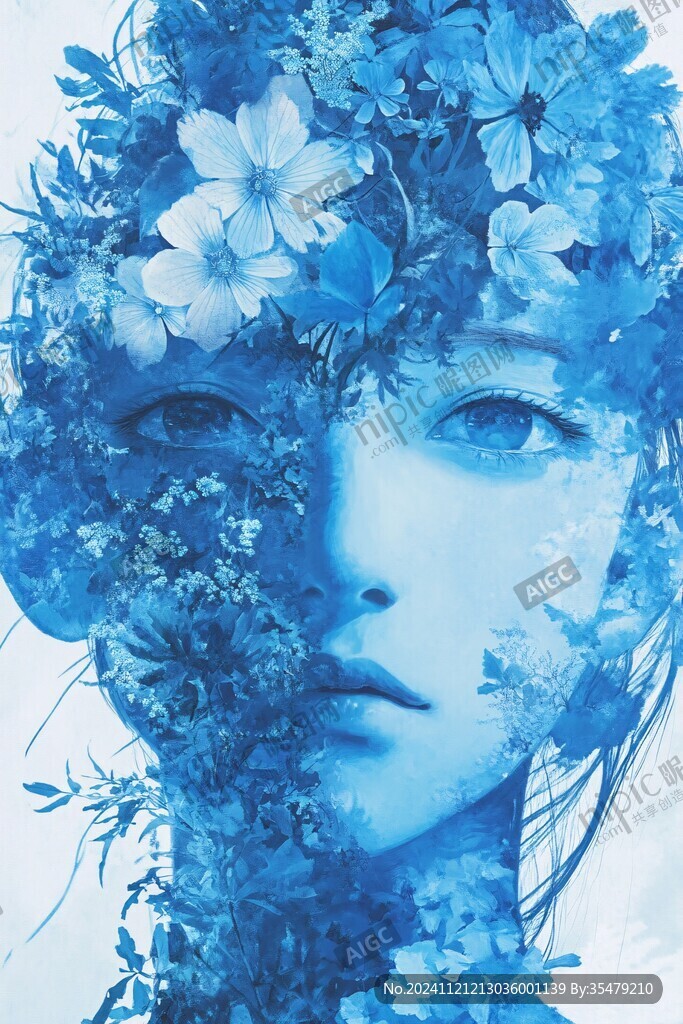 梦幻唯美蓝色系少女