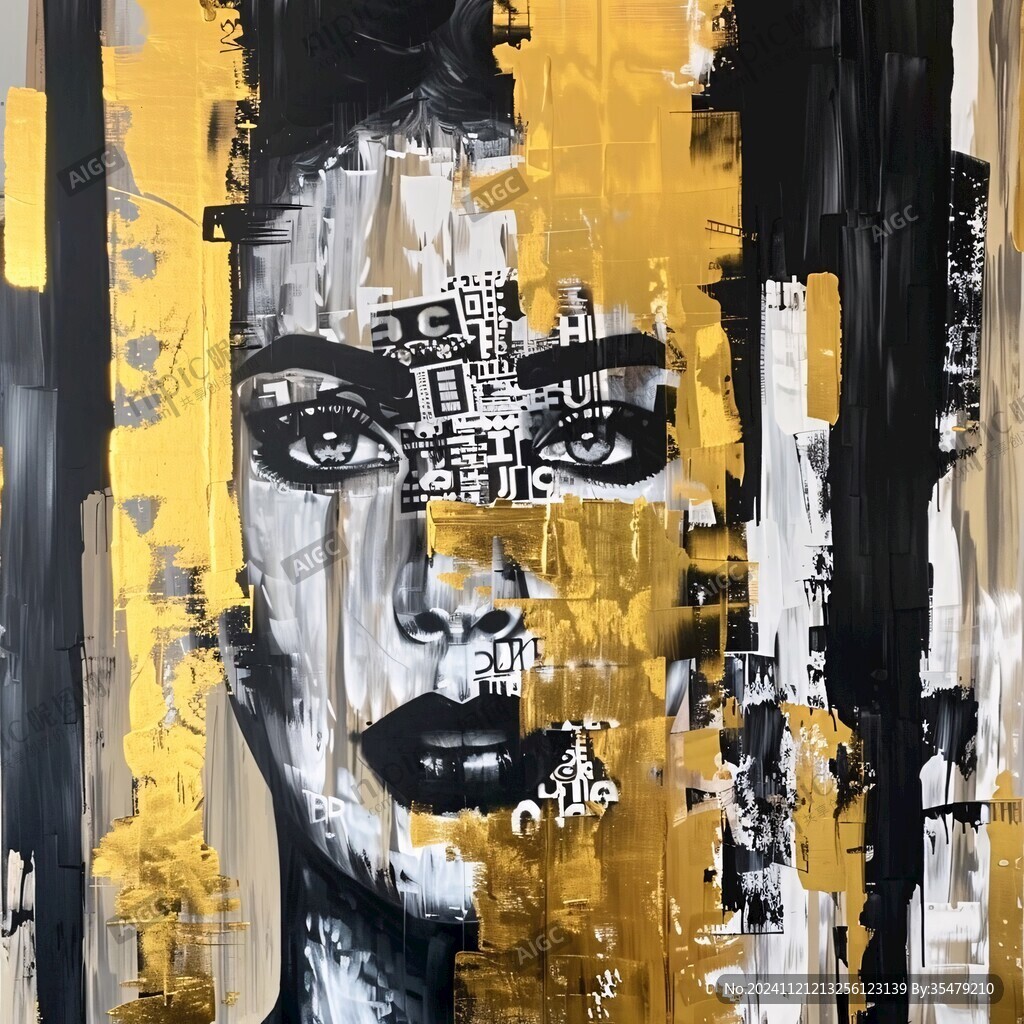 人脸色块拼接装饰画