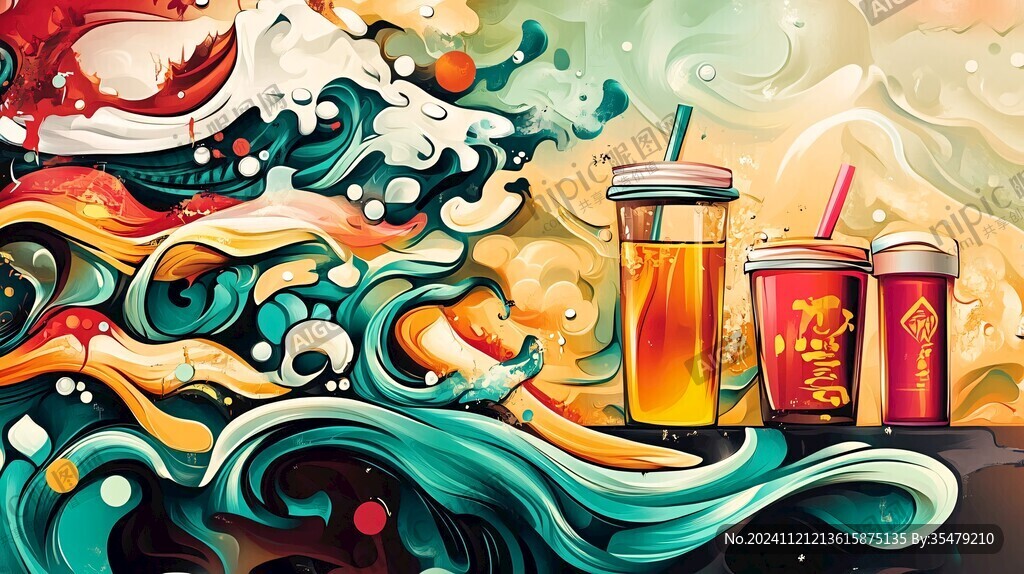贡茶包装插画