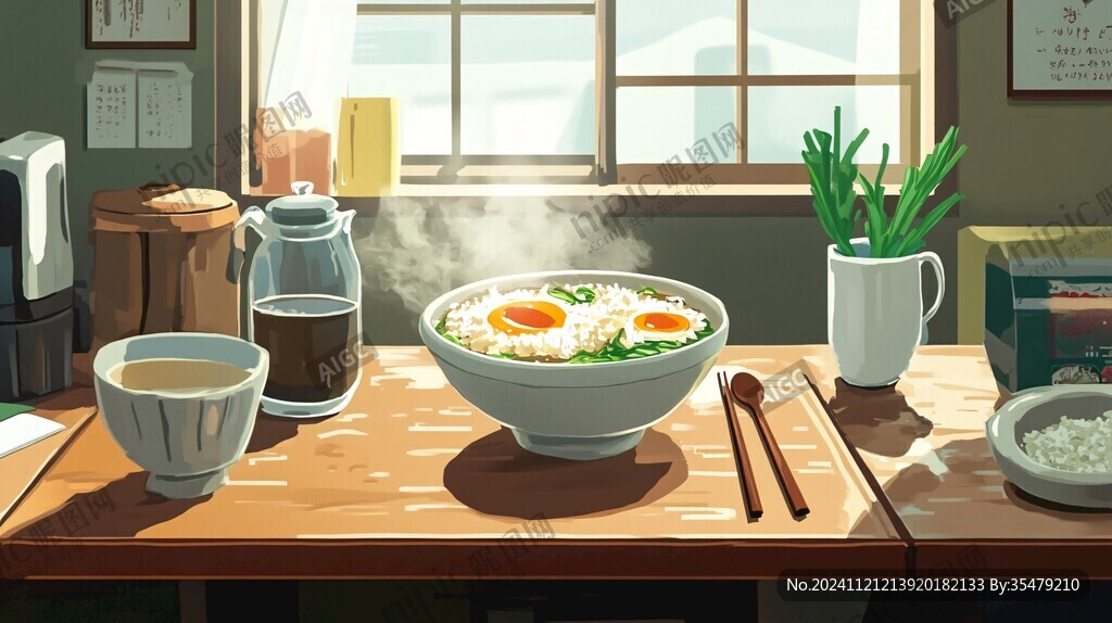 汤面插画插图