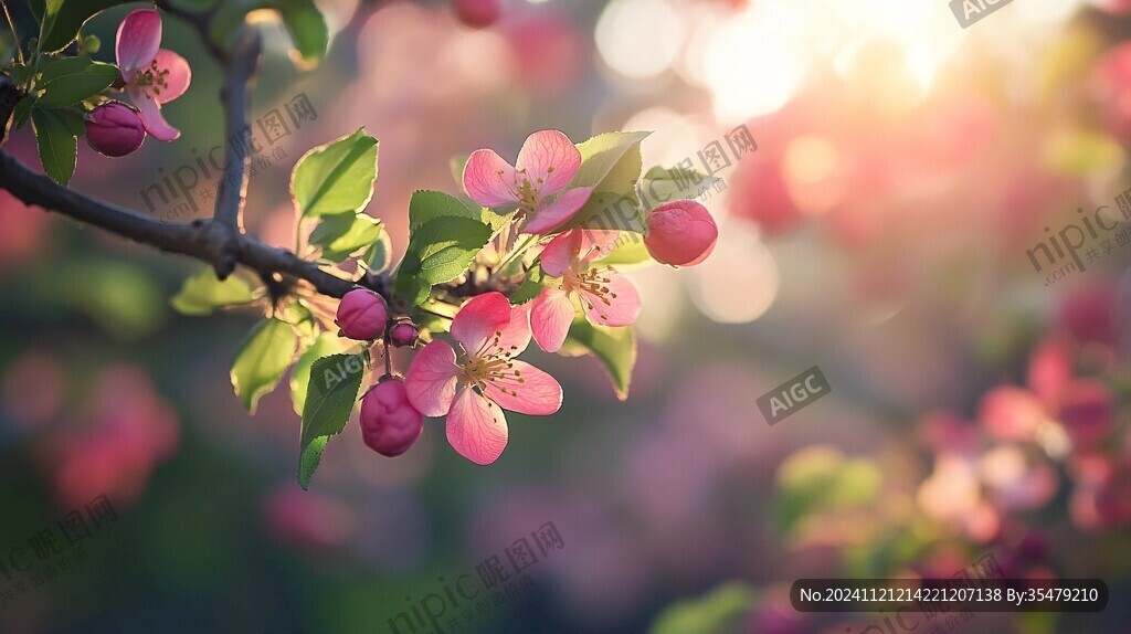 阳光照耀桃花