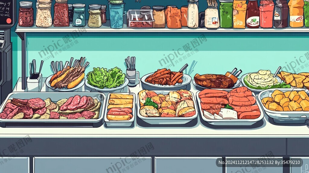 肉铺插画