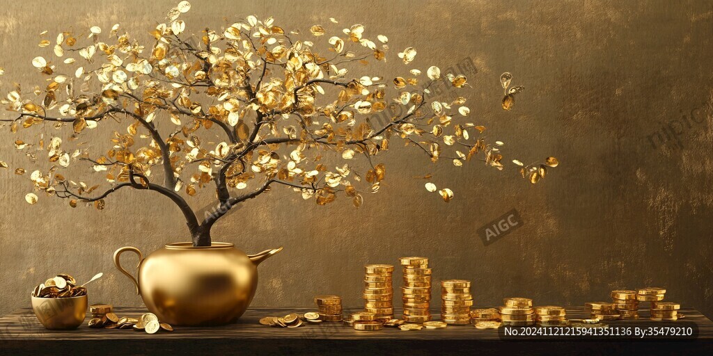 金色招财摇钱树