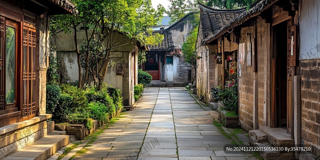 江南古镇石板路小巷