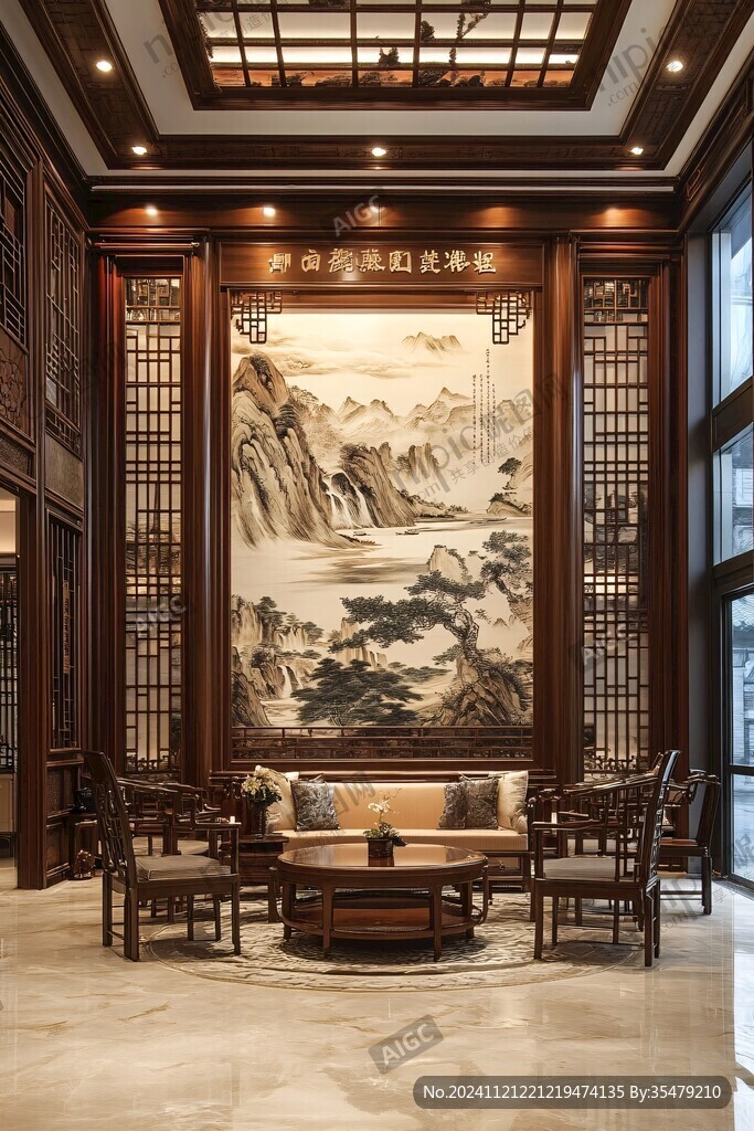 迎客松酒店客厅背景