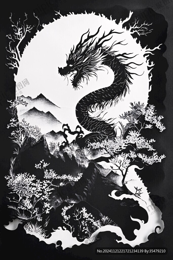 龙年烫金插画