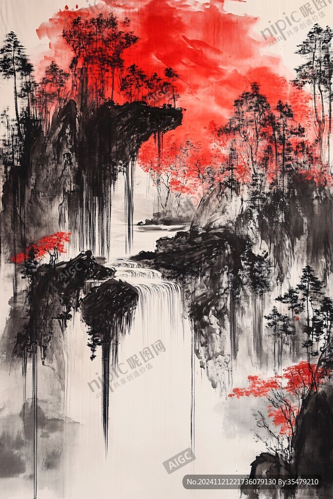 水墨画鸿运当头