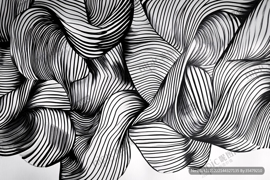 抽象唯美黑白线条丝线