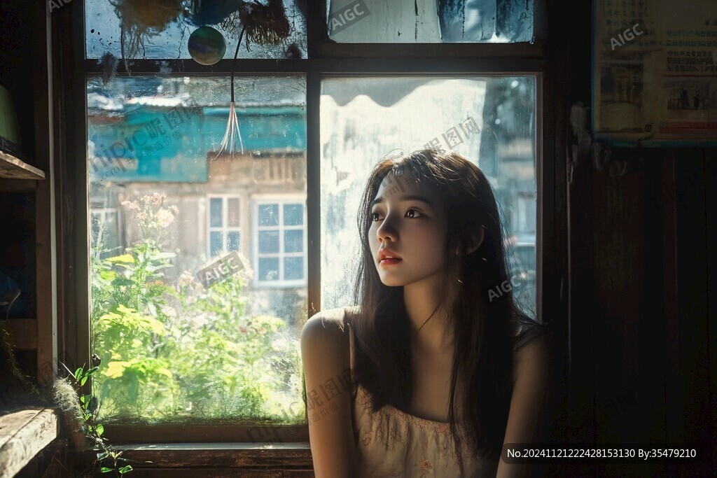 午后沐浴阳光下的美女