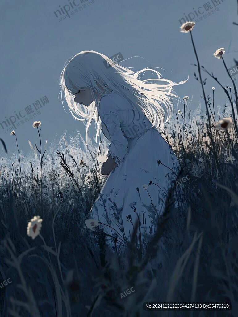 唯美意境少女插画