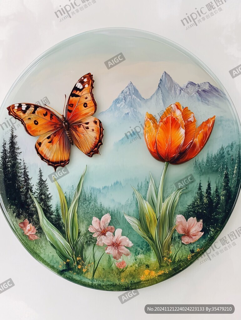 蝴蝶花卉盘