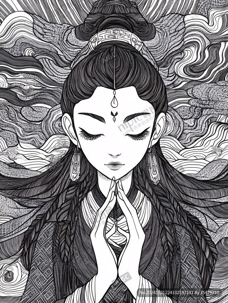 线描女娲