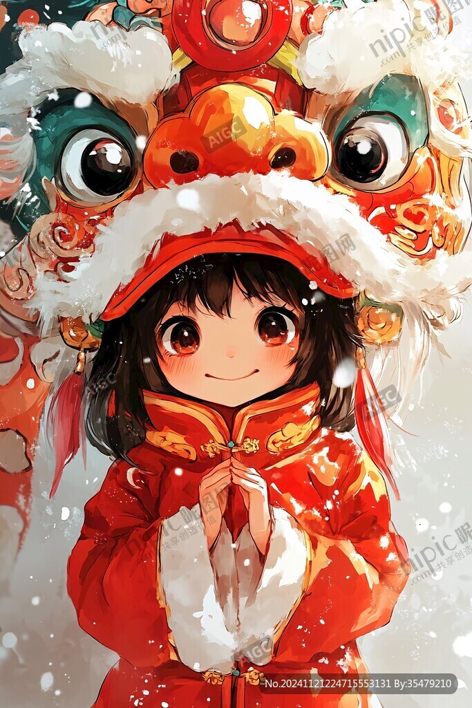 舞狮动漫素材