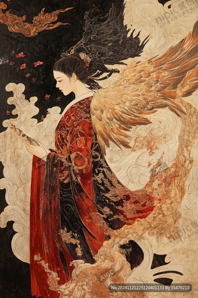 神鸟插画鸾鸟玄鸟朱雀