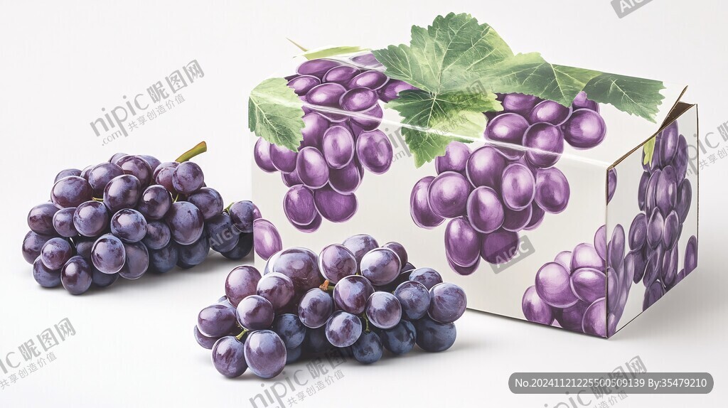 葡萄礼盒包装插画