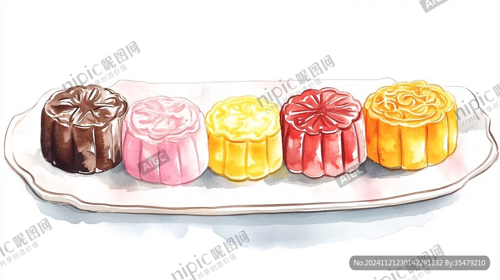 月饼糕点制作插画点心