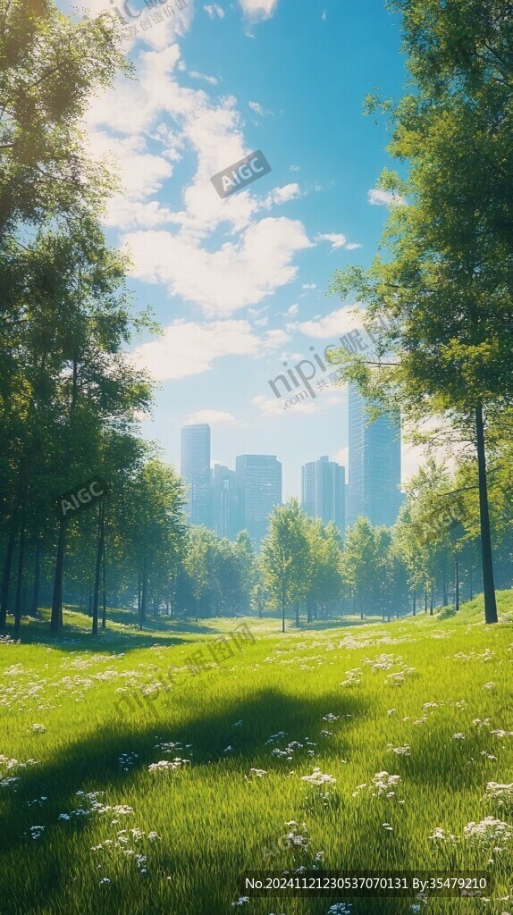 宁静夏日城市绿化