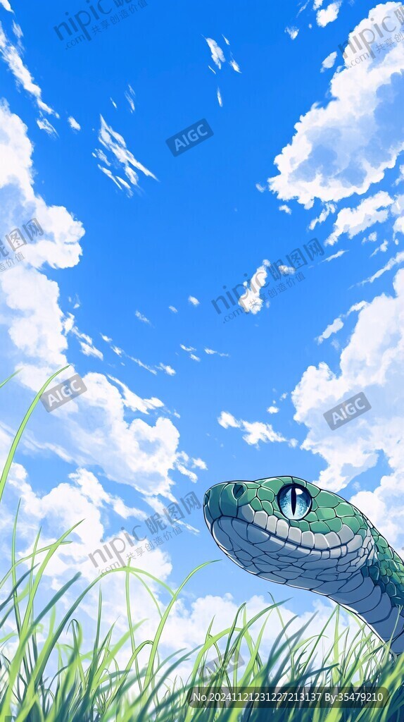 蛇六月插画