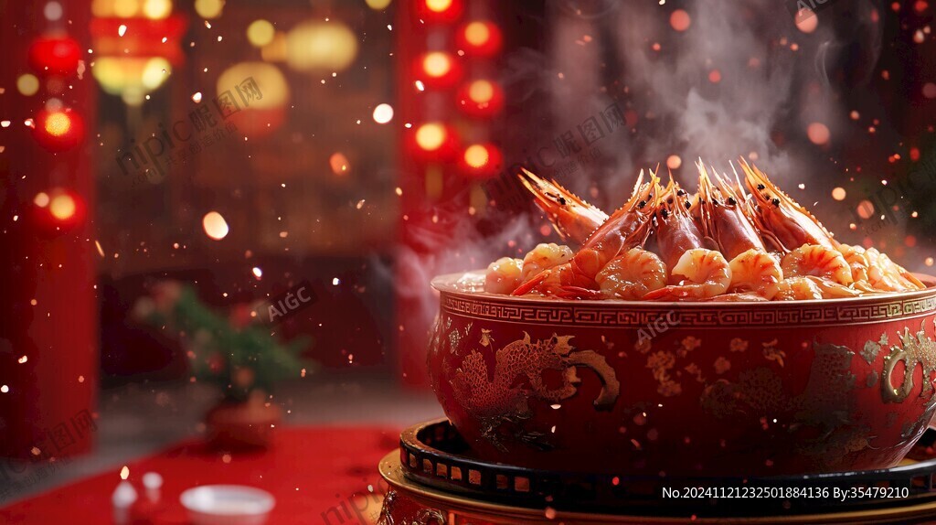 新年喜庆氛围美食背景